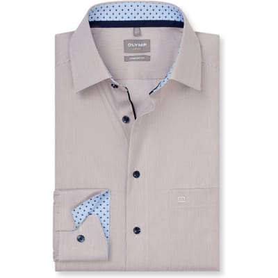 OLYMP Luxor Overhemd, Comfort Fit, New Kent, Nougat