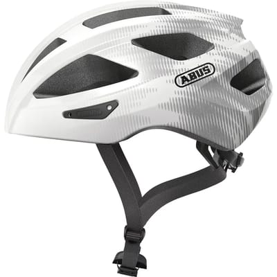 Fietshelm ABUS MACATOR white silver L - 58-62 cm - wit - Geschikt voor gebruik op elektrische fietsen - stadsfietsen - 360 g