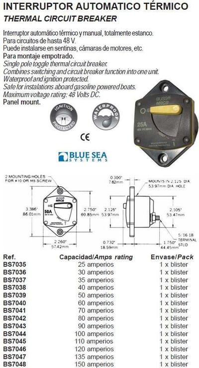 BSS Zekeringautomaat 187 Panel Mount 50A