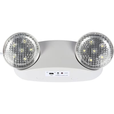 LED Noodverlichting Dubbelkoppige Draaibare Lamp met Batterijback-up voor Thuis Kantoor School Hotel wit