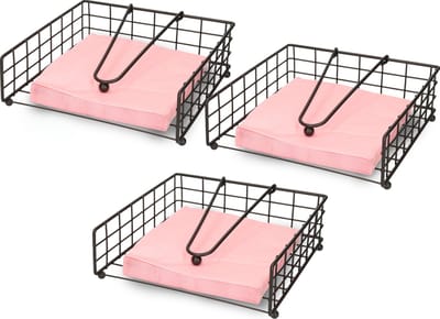 Artex Servettenhouder met stop - 3x - zwart - metaal - 21 cm