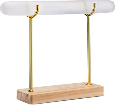 Daity Sieradenstandaard voor armbanden - gotische standaard voor armbanden met kristallen - afneembaar sieradenrek - horloge-organizer - met houten voet (goud).