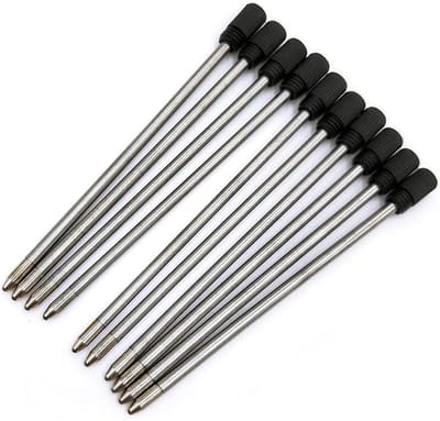 Dailygoods- Balpenvullingen 10 Stuks - 7 cm - Zwarte/Blauwe Inkt - Compatibel met Gewone Balpen - Metalen Vullingen - Hoogwaardige Kwaliteit - Penvullingen