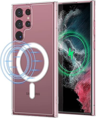 Hoesje Geschikt voor Samsung Galaxy S21 Ultra Hoesje Transparant met Oplaadfunctie - oplader Oplader Geschikt voor Samsung Galaxy S21 Ultra hoesje Doorzichtig Hoesje Shockproof case