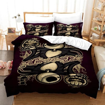3-delige Dekbedovertreksets Queen Size, Nightmare Before Christmas Jack en Sally Roos Decor Beddengoedset 2/3-delig Polyester Dekbedovertrek 70x133cm 2pcs