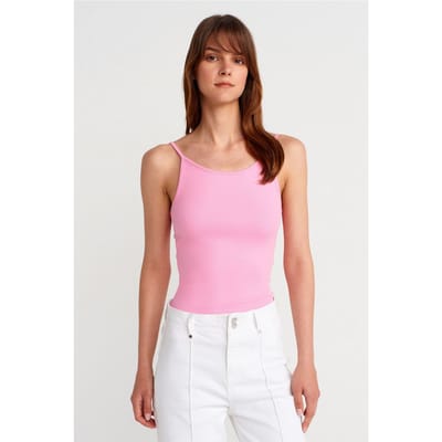 Geribbelde Mouwloze Slim Fit Blouse
