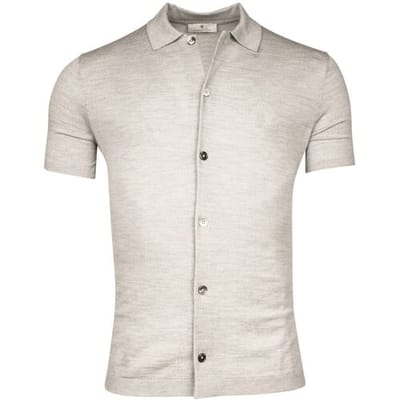 Thomas Maine Vest Fine Merino Short Sleeve Overshirt Button Cardigan Licht Grijs / male