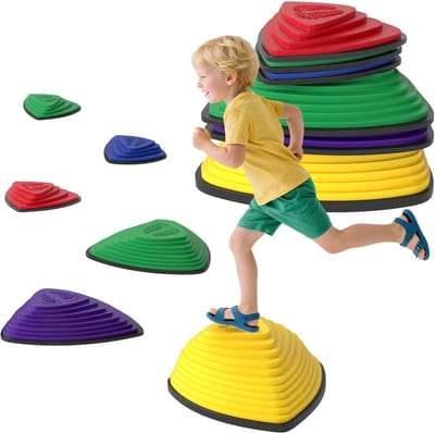 ECTEATOY® Stapstenen - 6-delige Stapstenen voor Kinderen – Stapelbare Balansstenen, Sensorisch Speelgoed voor Motoriek, Binnen & Buiten