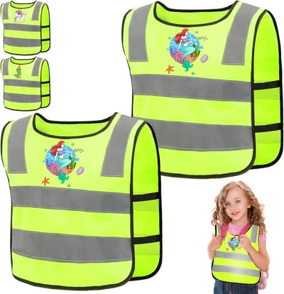 Set van 2 Kindveiligheidsvesten 360° Geel met Hoge Zichtbaarheid voor Kinderen van 2-12 Jaar, Ideaal voor Hardlopen, Fietsen en Wandelen