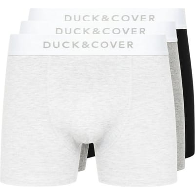 Duck and Cover Heren Sagnet Boxershorts (Set van 3) (Grijs/Wit/Zwart)