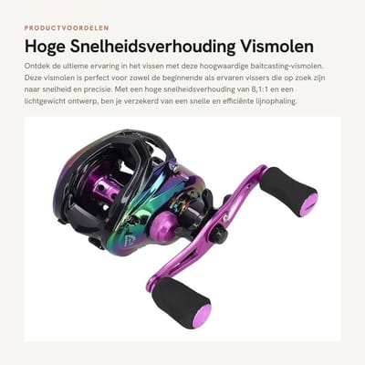 Dailygoods- Baitcasting-vismolen Hoge Snelheidsverhouding 8,1:1 - Lichtgewicht Vismolen - Gladde Lijnuitgang - Snelle Warmteafvoer - Optimale Prestaties - Schokbestendig Ontwerp