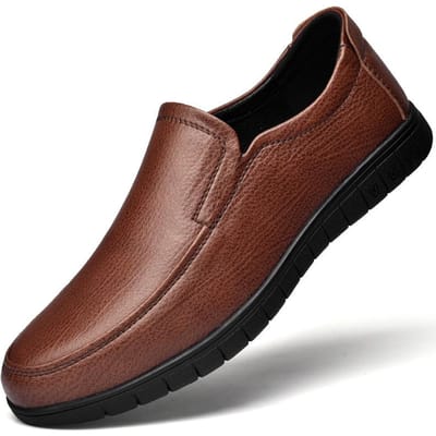 Heren Leren Schoenen Echt Leer Herenschoenen Zachte Zool Antislip Papa Schoenen Ademende Casual Schoenen Ronde Neus Herenschoenen 44 bruin