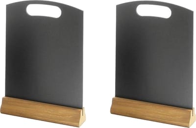 HENDI Tafel krijtbord met houten voet – set van 2 – 210x50x x(H)320mm – zwart