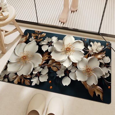 Badkamer Absorberende Mat Antislip Sneldrogend Diatomeeënaarde Toilet Voetmat Bloem 3D Visueel Badkamer Toiletmat 50*80CM