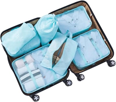 Reis Organizer Set - Koffer Indeler - Bagage Opbergen - Waterproof Polyester - 7 Delig - Azure