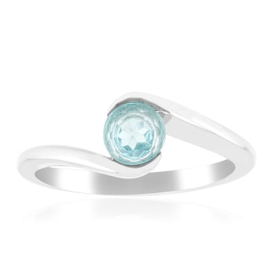 Cavill - Zilveren ring 925 Sterling Zilver met Blauwe Apatiet 0,52 ct - Geplatineerd - Modern Elegante Rond Brilliant Slip - 22x19 mm