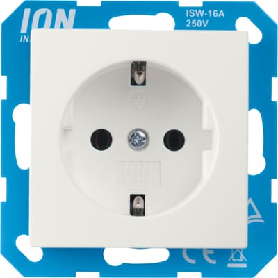 ION industries stopcontact met randaarde en kinderbeveiliging - E1 alpin wit glanzend (10.302.214) - wandcontactdoos