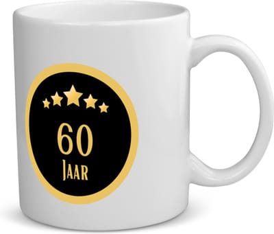 Akyol - 60 jaar koffiemok - theemok - Hoera 60 jaar - iemand die 60 jaar is geworden of 60 jaar lang een relatie hebben of getrouwd zijn - verjaardagscadeau - verjaardag - cadeau - kado - geschenk - gift - relatie - trouwdag - 350 ML inhoud