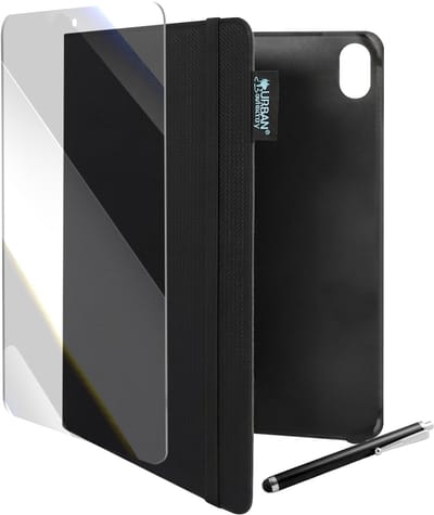 Urban Factory, Hoesje geschikt voor iPad 10 10.9 inch 2022 - Set met Tempered Glass & Stylus Anti-Shock, Zwart / Transparant