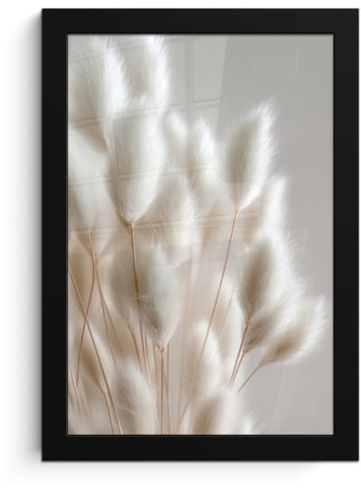 Poster in lijst - Fotolijst 20x30 cm - Posters - Pluimen - Beige - Minimalistisch - Posterlijst zwart - Decoratie - Wanddecoratie woonkamer - Muurdecoratie slaapkamer