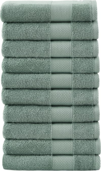 L&G - Handdoeken - 10 delig - 10 Handdoeken 50x100 cm - 100% Katoen - Vintage Green - Gastendoekjes