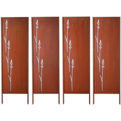 VEVOR Opklapbaar Scherm 50x160 Cm, 4-Delige Set, Kamerscherm, Afscheiding Met Grondpinnen en Koolstofstalen Paneel, Privacyscherm, Decoratieve Privacywand voor Tuin, Terras, Erf, Balkon