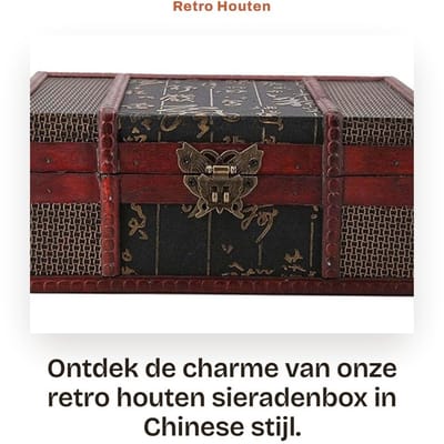 Dailygoods- Sieradenbox Vintage Design - Houten Juwelenkistje - Antieke Look - 23 x 16 x 10 cm - Veilige Opslag met Slot - Decoratieve Details - Juwelendoos