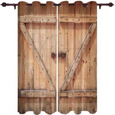 Houten deur Retro stijl raamgordijn Slaapkamer Woonkamer raamgordijnen Keukendecoratie Jaloezieën Gordijn 135W x 160H(cm) x1