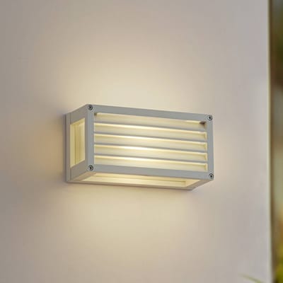 Lucande - Wandlamp buiten - 1licht - Aluminium, glas - H: 12.5 cm - E27 - wit, melkglas