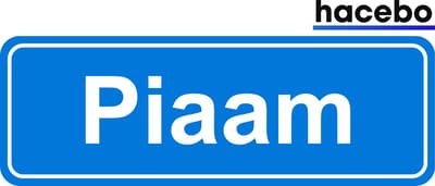 Hacebo - Plaatsnaam Sticker - 29x10 CM - Piaam sticker - Verkeersborden sticker - grappige cadeaus - Piaam
