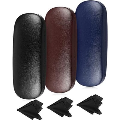 Brillenkoker - Met Doekjes - Brillendoos - Brillenetui - Bril Etui - Bril Hoesje - Brillenhoes - Stevige Koker - Hard Case - Harde Slijtvaste Praktische - Draagbare - Universeel - 3 Stuks - 16*6*3.8cm