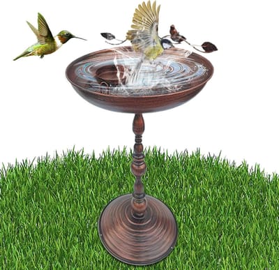 Vogelbad op voet - Vogelfontein Tuin - Vogels Voeden - Geïntegreerd voederhuis - 73 x 33 cm - Brons