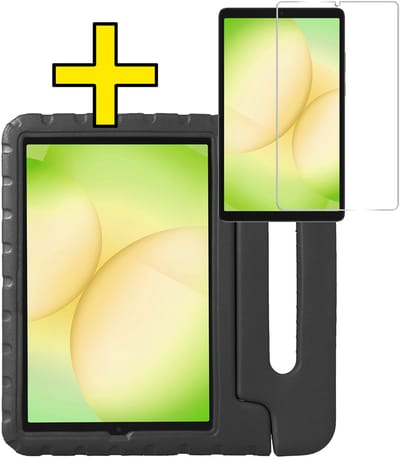 Hoes - Geschikt voor Samsung Galaxy Tab A11 - Met Screenprotector - Kinderhoes Shockproof Bumper - Kidsproof Case - Tablet Hoesje - Kinder Hoesje Cover - Zwart