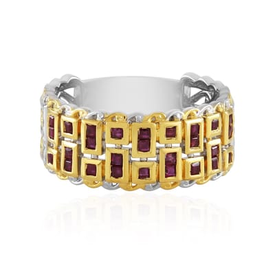 Cavill - Zilveren ring 925 Sterling met 27 Birmese Robijnen 0,972 ct - Palladium gecoat - Elegante trapgeslepen robijn ring dames