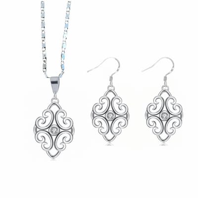 2-Delige set-Sofie-Ketting-Oorbellen-Filigraan-Wieber-Zirkonia- Charme Bijoux