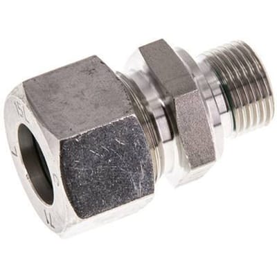 G 3/8'' Buitendraad x 15L RVS Rechte Snijring Koppeling met FKM Afdichting 315 Bar DIN 2353 - FL2S-MC-STFP-038G-15-L