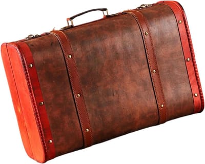 Houten Reiskist - Decoratieve Opbergdoos - Stijlvolle Opslag - Handgemaakt Oosters Design - 38-44.5 cm - Bruin