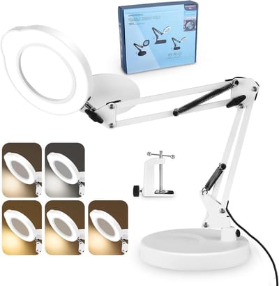 Dailygoods - Vergrootlamp 15x met 5 Kleurmodi en Draaibare Arm voor Handwerk
