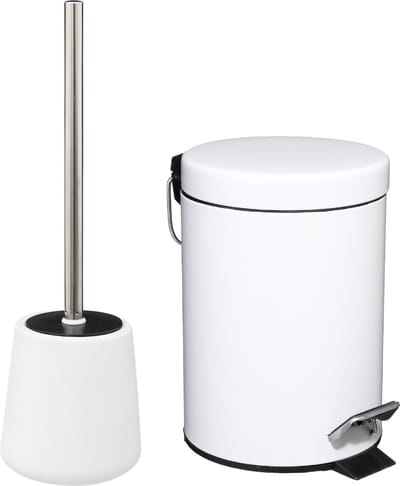 5Five Badkamer/toilet accessoires - WC-borstel en pedaalemmer 3L - wit