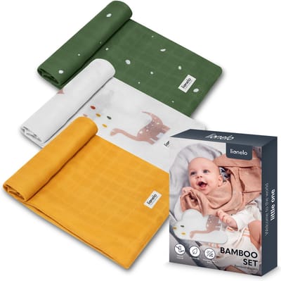 Lionelo Bamboo SET - 100% Bamboe Katoen Luiers - Set van 3 Stuks - 70 x 70 cm - Hypoallergeen - Antibacterieel - Thermoregulerend - Ademend & Zacht - Veelkleurig - Wasbaar - Vanaf Geboorte
