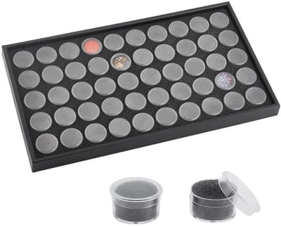 Dailygoods- Sieradenopslag Zwarte Foam Gem Potten - 50 Edelstenen Opslag Pot - Stapelbare Display Lade - 37,5x21x2,5cm - Organizer met Voering - Opslagdoos