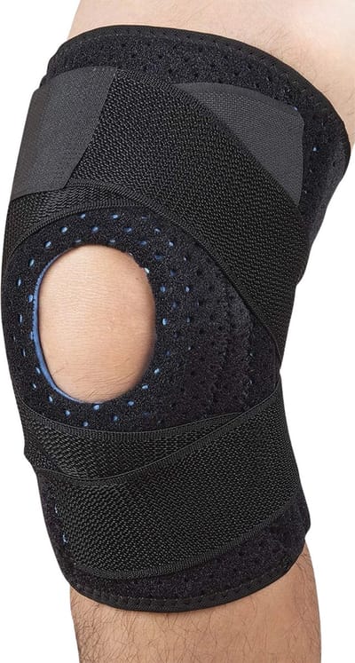 Goodli Kniebrace - One Size - Dijomtrek 35 tot 60 cm - Zwart - Verstelbare Patellabrace met Gelkussen en Veerstrips - Dames en Heren - Verstelbare Kniebandage - Knieband Ademend & Lichtgewicht