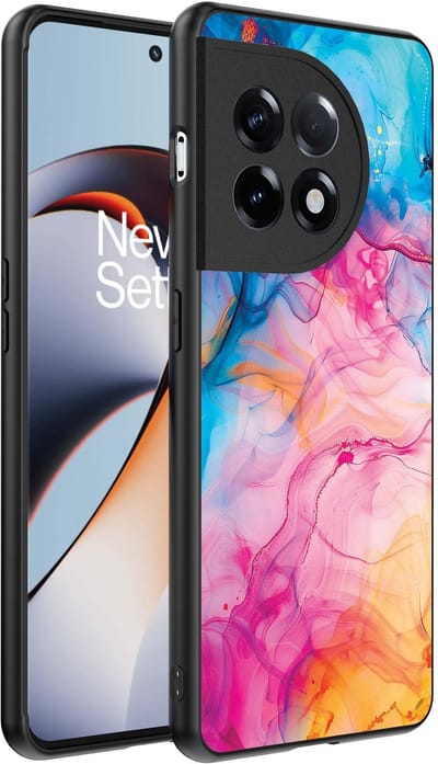 Smartphonica Telefoonhoesje Geschikt voor OnePlus 11R met Regenboog Acryl Marmer Opdruk - TPU Backcover Case Rainbow Acrylic Marble Design geschikt voor OnePlus 11R