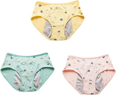 Periode Broekjes - Menstruatie Ondergoed - Extra Bescherming - Lekvrije Voering - 3 Stuks - Cartoon