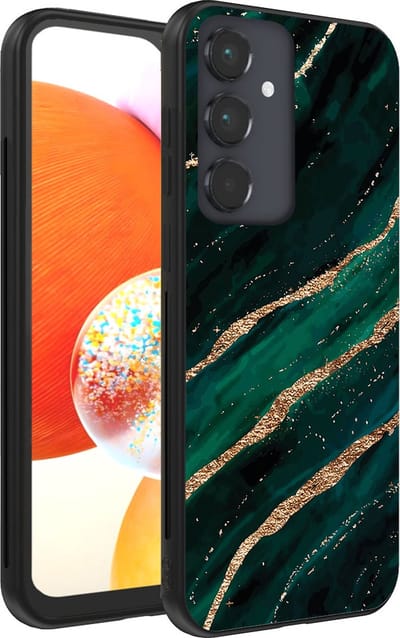 Smartphonica Telefoonhoesje voor Samsung Galaxy A14 met marmer opdruk - TPU backcover case marble design - Groen Goud geschikt voor Samsung Galaxy A14
