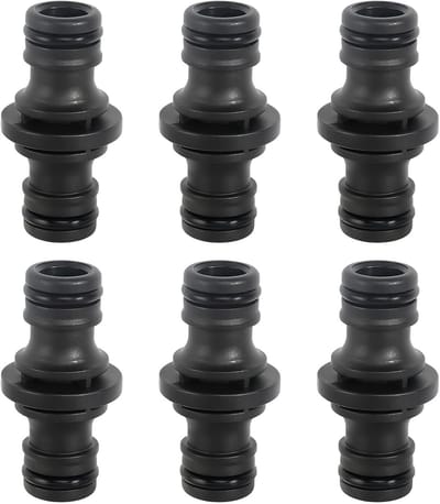 6 stuks dubbele slangverbinders, 1/2 inch, dubbele stekker, tuinslang, verbindingen, slangkoppeling, 2-weg koppeling, verbindingsstuk voor veilige slangverbinding voor tuin, huis, slang