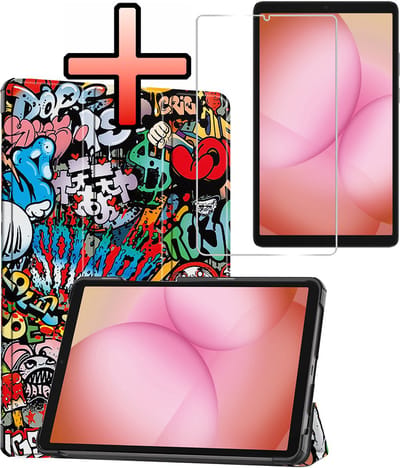 Hoes - Geschikt voor Samsung Galaxy Tab A11 - Met Screenprotector - Trifold Bookcase - Hard Cover - Hardcover Book Case - Tablet Hoesje - Graffity