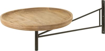 Wandtafel Rond - Klaptafel Muur - Ruimtebesparend Werken - Draaibaar Ontwerp - 80cm Diameter - Natuurlijk Hout Metaal