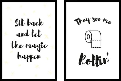 Poster Sit Back en Rolling - WC Posters - Exclusief lijsten - 21x30 cm - A4 - WALLLL