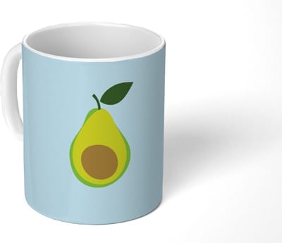 Mok - Koffiemok - Avocado - Illustratie - Groene - Vrucht - Mokken - 350 ML - Beker - Koffiemokken - Theemok